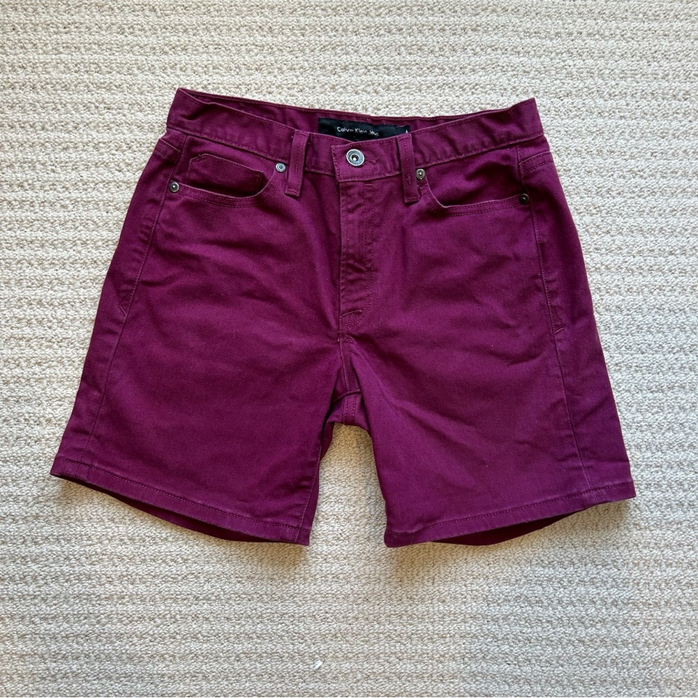 Calvin Klein Maroon Denim Shorts 6.5” Inseam Granola Fisherman Aesthetic Casual